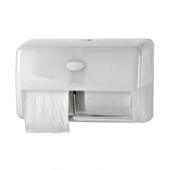 Pearl WHITE duo toiletrolhouder, compact & traditioneel