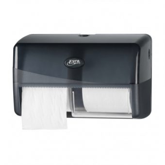 Pearl BLACK duo toiletrolhouder, compact & traditioneel