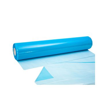 HDPE vellen aan de rol - blauw 10 mµ. Afmeting 980 x 980 mm.